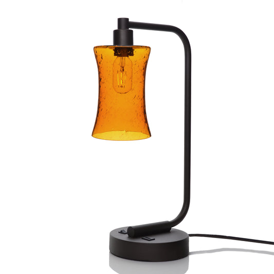 818 Table Lamp-Glass-Bicycle Glass Co - Hotshop-Lunar-Golden Amber-Matte Black-Bicycle Glass Co