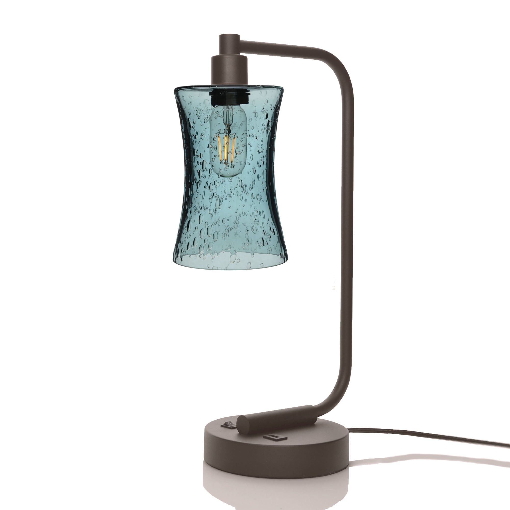 818 Table Lamp-Glass-Bicycle Glass Co - Hotshop-Lunar-Slate Gray-Dark Bronze-Bicycle Glass Co