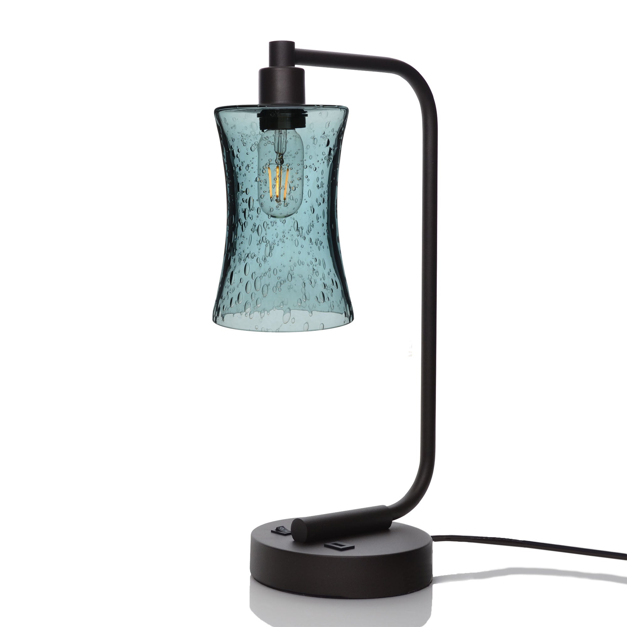 818 Table Lamp-Glass-Bicycle Glass Co - Hotshop-Lunar-Slate Gray-Matte Black-Bicycle Glass Co