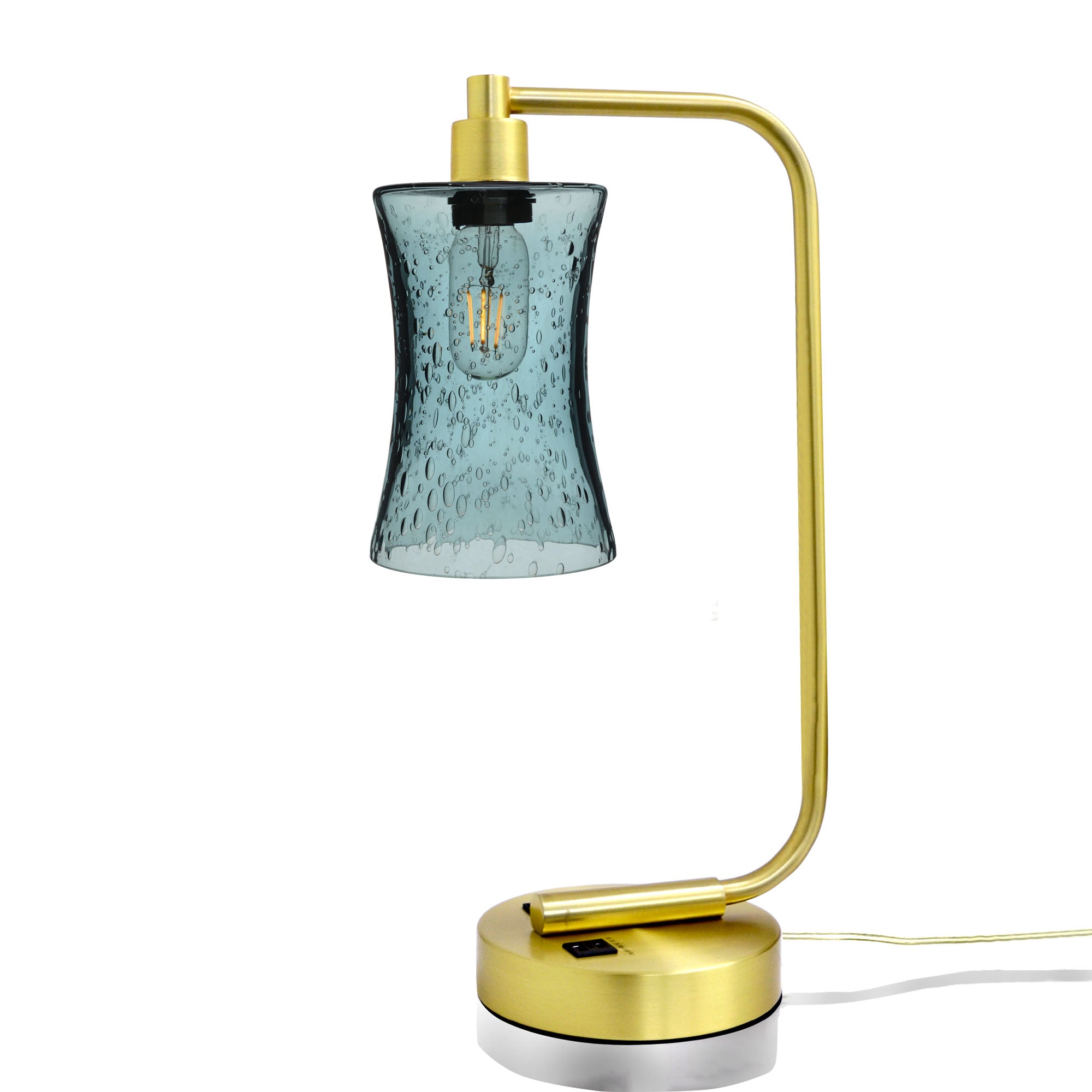 818 Table Lamp-Glass-Bicycle Glass Co - Hotshop-Lunar-Slate Gray-Satin Brass-Bicycle Glass Co