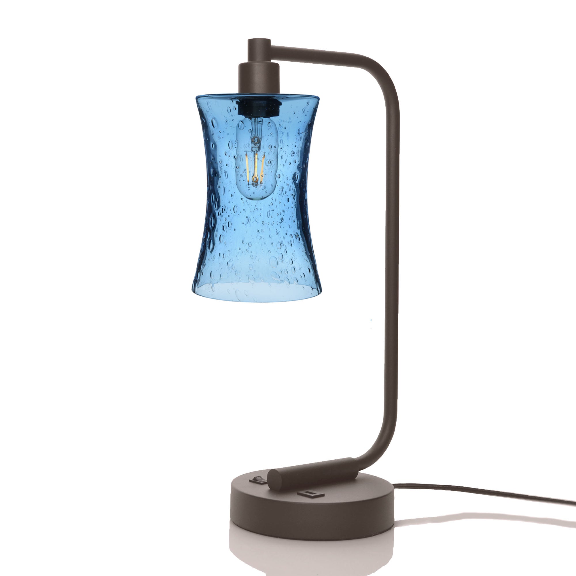818 Table Lamp-Glass-Bicycle Glass Co - Hotshop-Lunar-Steel Blue-Dark Bronze-Bicycle Glass Co