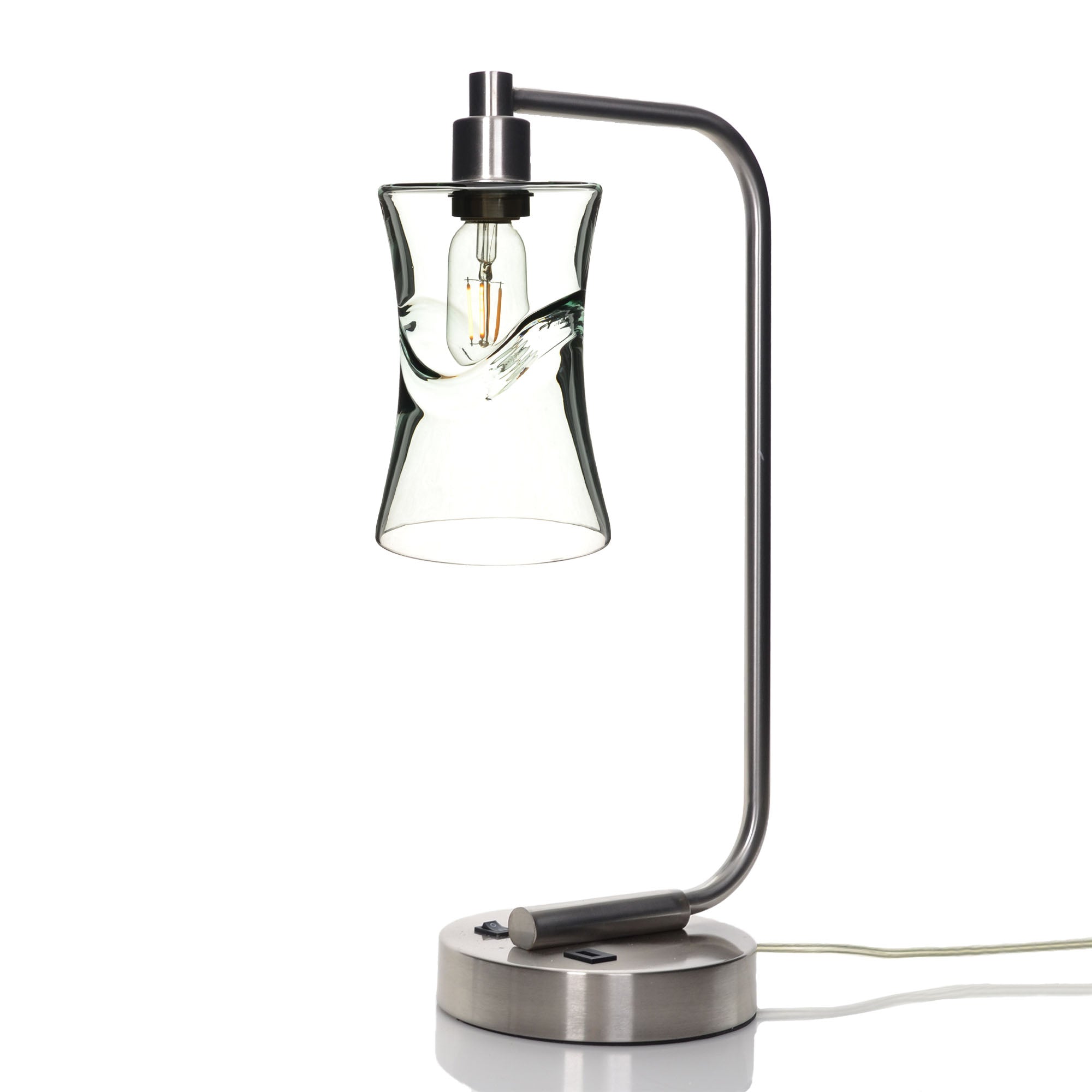 818 Table Lamp-Glass-Bicycle Glass Co - Hotshop-Swell-Eco Clear-Brushed Nickel-Bicycle Glass Co