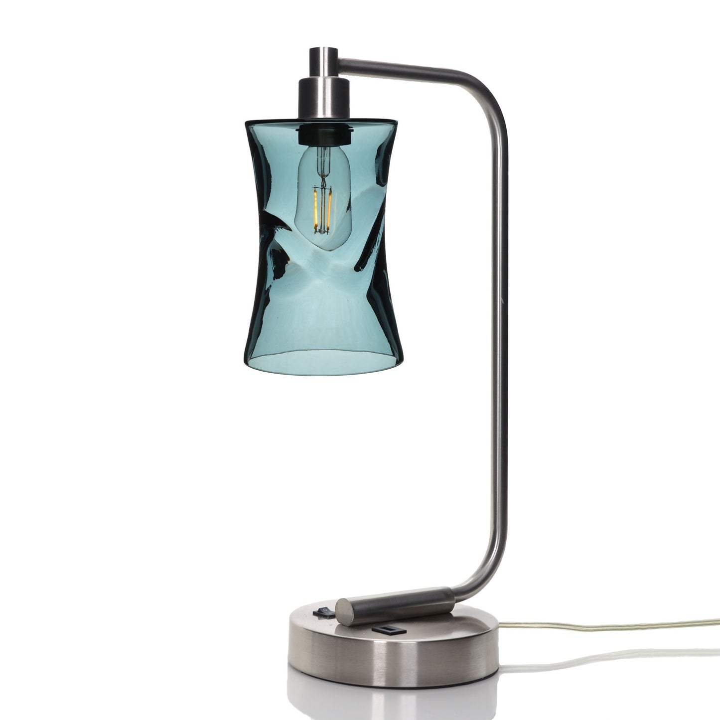 818 Table Lamp-Glass-Bicycle Glass Co - Hotshop-Swell-Slate Gray-Brushed Nickel-Bicycle Glass Co