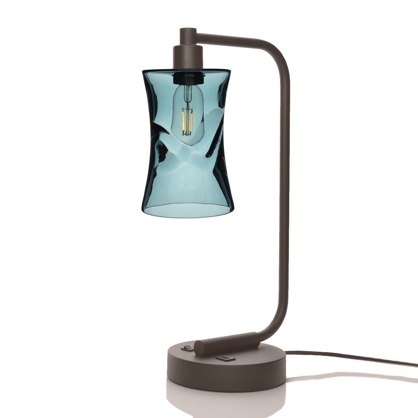 818 Table Lamp-Glass-Bicycle Glass Co - Hotshop-Swell-Slate Gray-Dark Bronze-Bicycle Glass Co