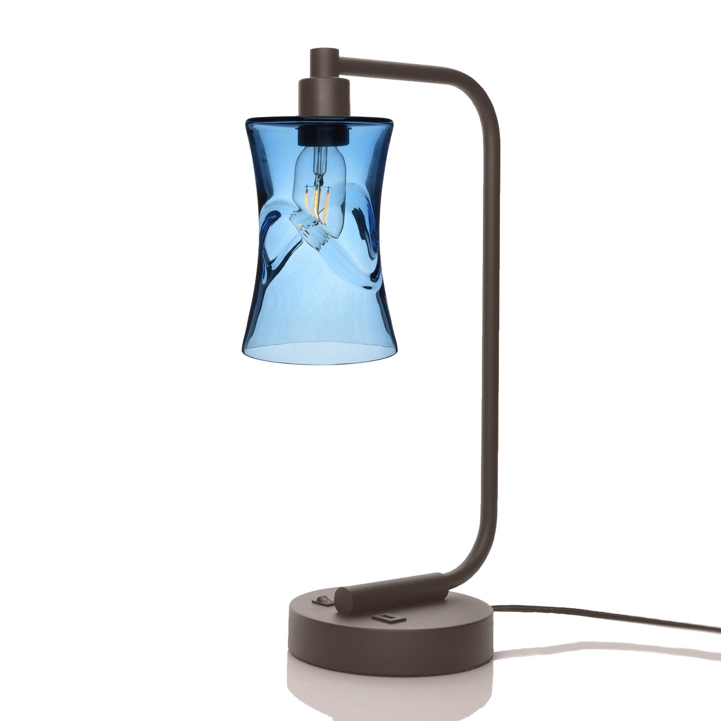 818 Table Lamp-Glass-Bicycle Glass Co - Hotshop-Swell-Steel Blue-Dark Bronze-Bicycle Glass Co
