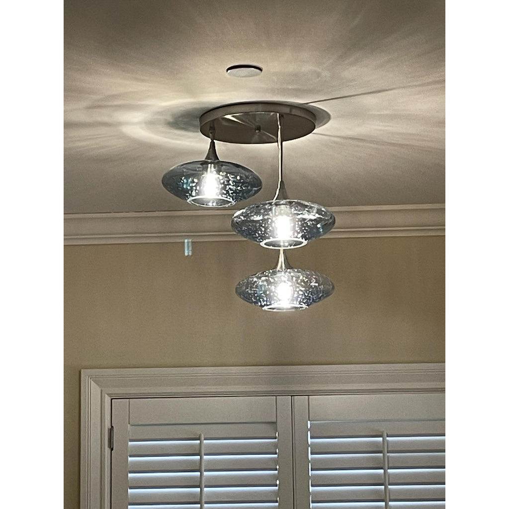 951 3 Pendant Cascade Chandelier-Glass-Bicycle Glass Co-Lunar-Steel Blue-Matte Black - 4ft Cord-Bicycle Glass Co