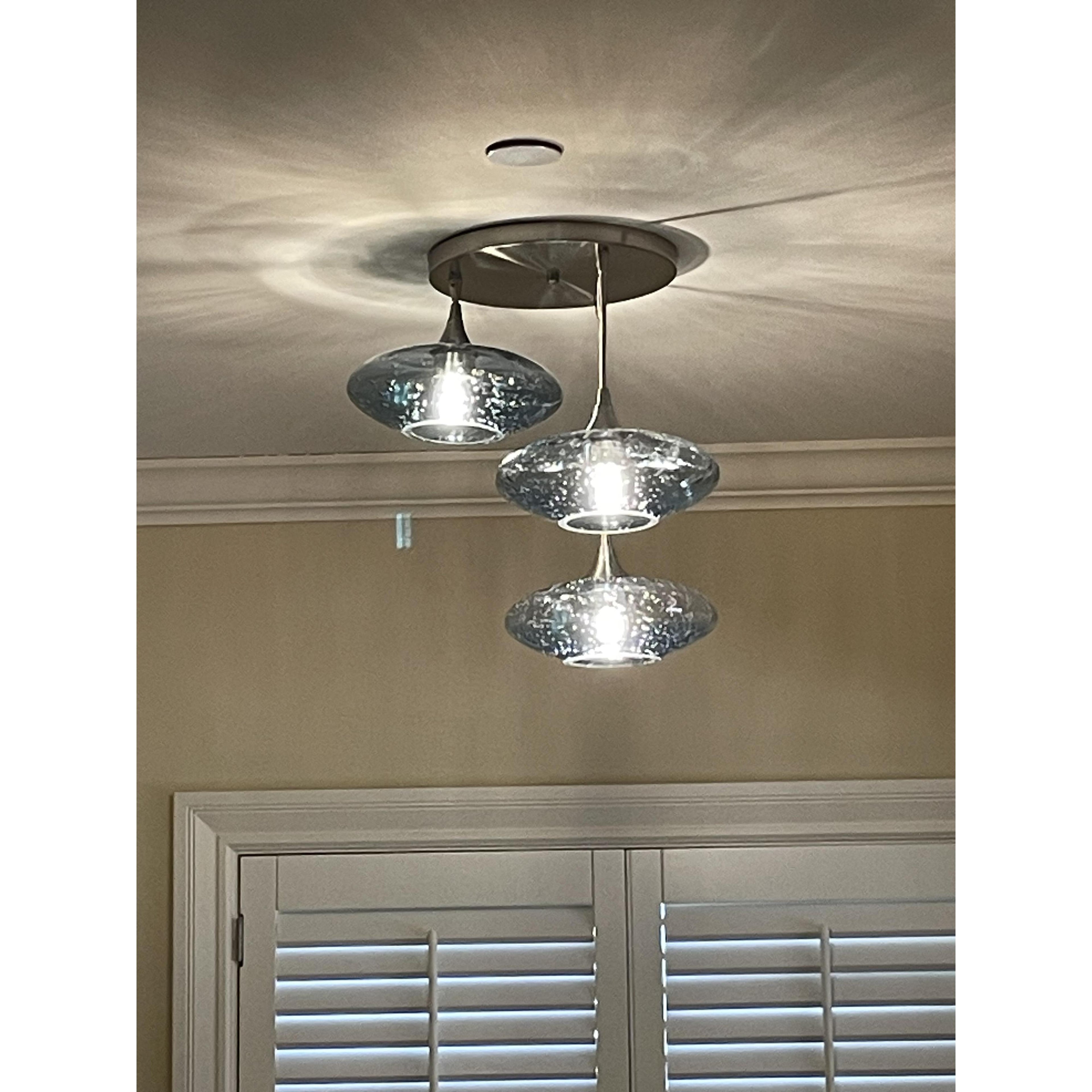 951 3 Pendant Cascade Chandelier-Glass-Bicycle Glass Co-Lunar-Steel Blue-Matte Black - 4ft Cord-Bicycle Glass Co