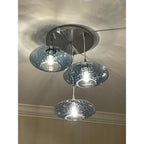 951 3 Pendant Cascade Chandelier-Glass-Bicycle Glass Co-Lunar-Steel Blue-Matte Black - 4ft Cord-Bicycle Glass Co