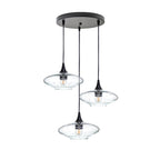 951 3 Pendant Cascade Chandelier-Glass-Bicycle Glass Co-Lunar-Eco Clear-Matte Black - 4ft Cord-Bicycle Glass Co