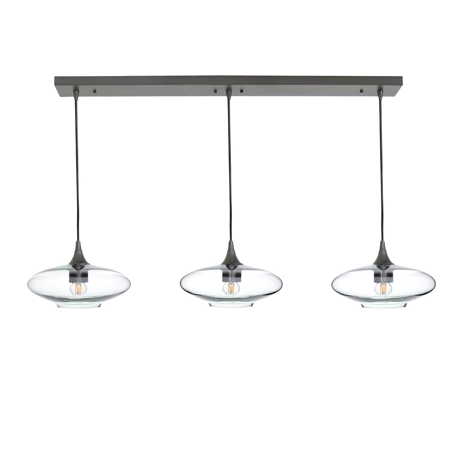 951 3 Pendant Linear Chandelier-Glass-Bicycle Glass Co - Hotshop-Antique Bronze - 4ft Cord-Lucent-Eco Clear-Bicycle Glass Co