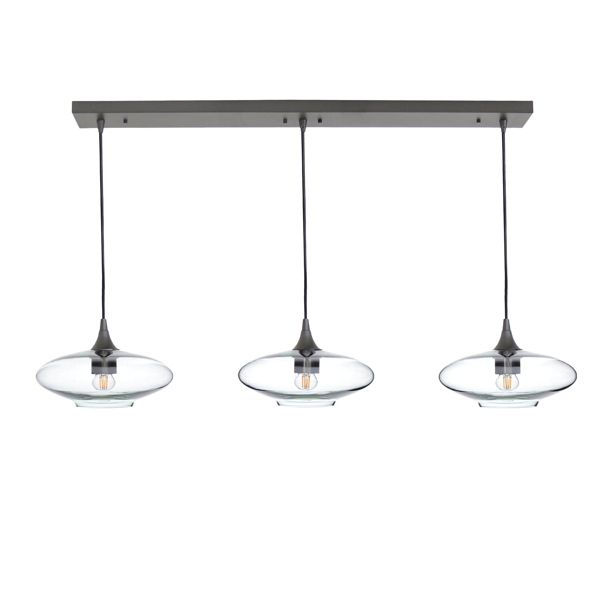 951 3 Pendant Linear Chandelier-Glass-Bicycle Glass Co - Hotshop-Antique Bronze - 4ft Cord-Lucent-Eco Clear-Bicycle Glass Co