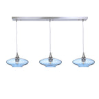 951 3 Pendant Linear Chandelier-Glass-Bicycle Glass Co - Hotshop-Brushed Nickel - 4ft Cord-Lucent-Steel Blue-Bicycle Glass Co