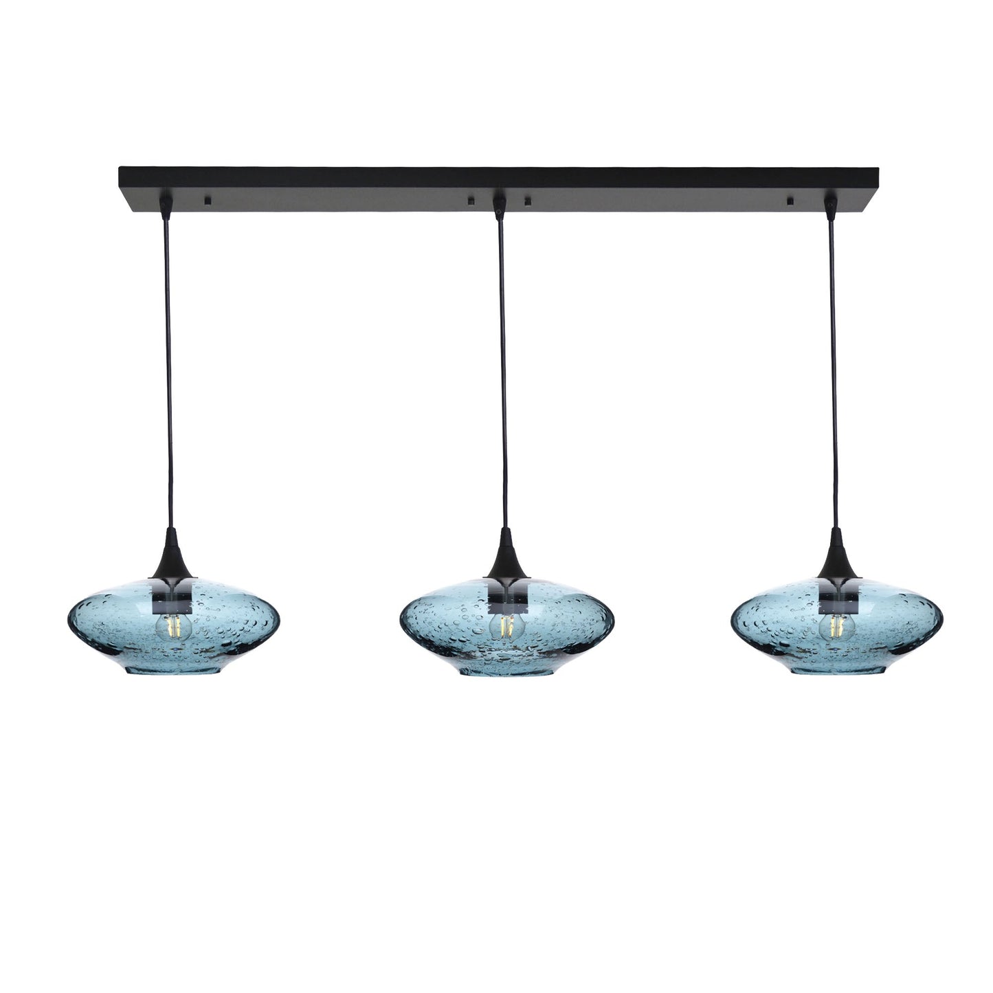 951 3 Pendant Linear Chandelier-Glass-Bicycle Glass Co - Hotshop-Matte Black - 4ft Cord-Lunar-Slate Gray-Bicycle Glass Co