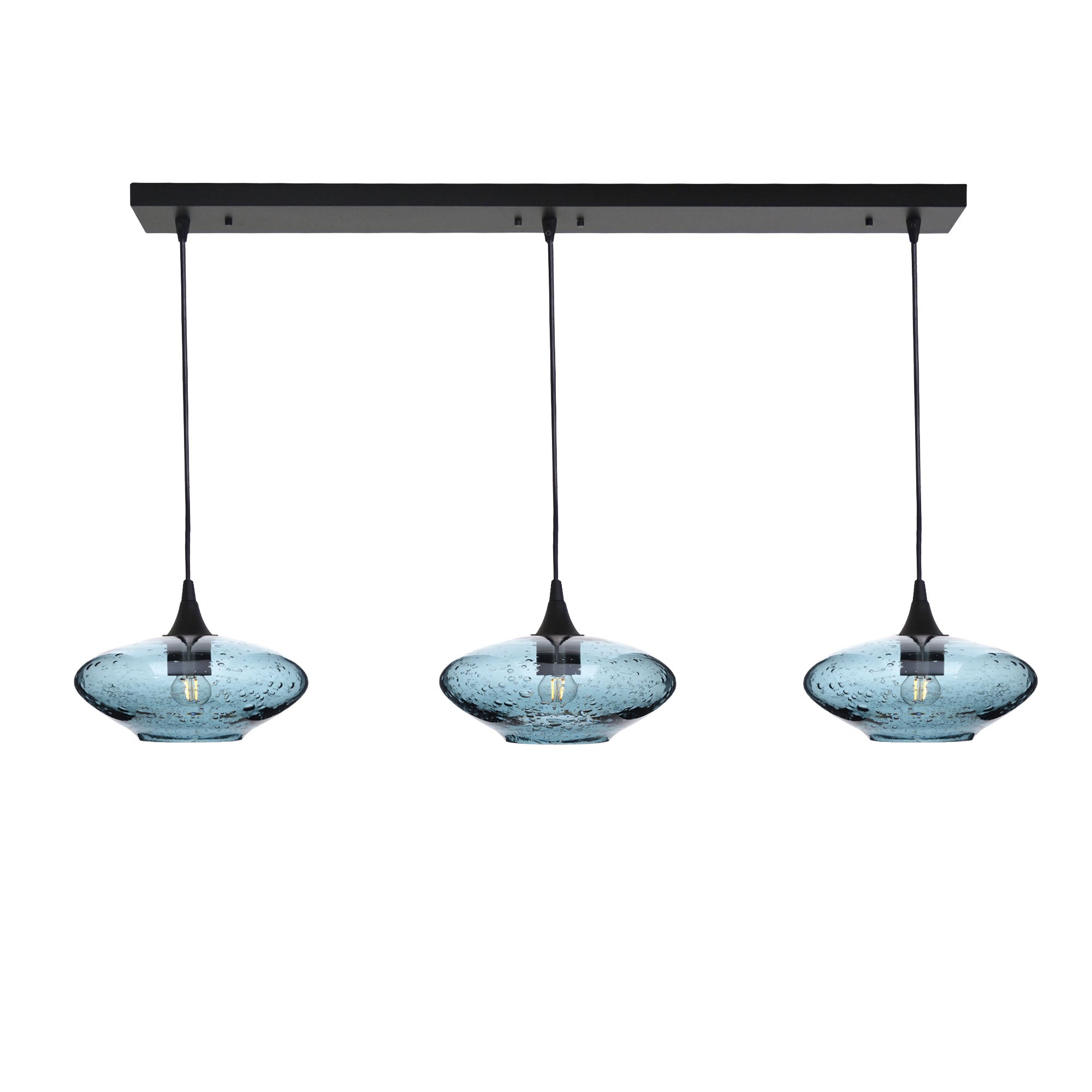 951 3 Pendant Linear Chandelier-Glass-Bicycle Glass Co - Hotshop-Matte Black - 4ft Cord-Lunar-Slate Gray-Bicycle Glass Co