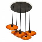951 5 Pendant Cascade Chandelier-Bicycle Glass Co-Lucent-Golden Amber-Matte Black - 4ft Cord-Bicycle Glass Co
