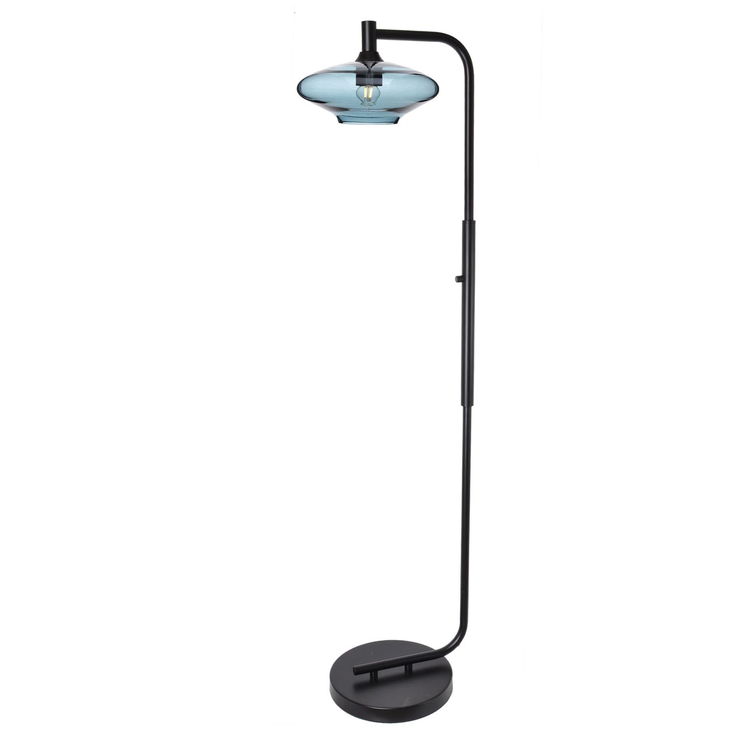 951 Floor Lamp-Glass-Bicycle Glass Co-Lunar-Steel Blue-Brushed Nickel-Bicycle Glass Co