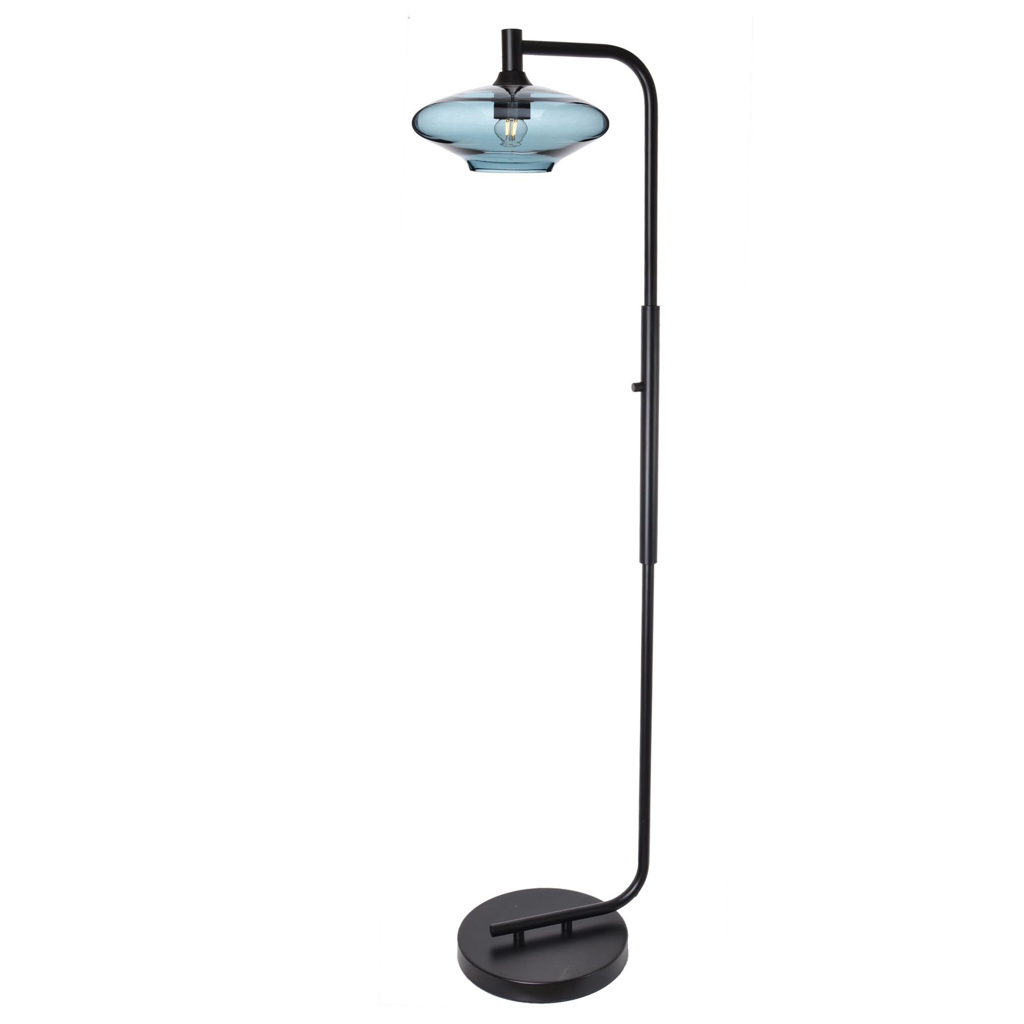 951 Floor Lamp-Glass-Bicycle Glass Co-Lunar-Steel Blue-Brushed Nickel-Bicycle Glass Co