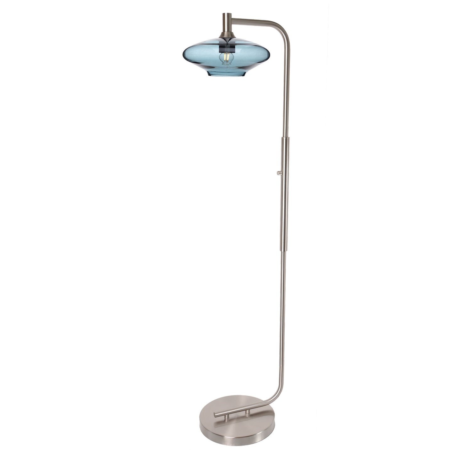 951 Floor Lamp-Glass-Bicycle Glass Co-Lunar-Steel Blue-Brushed Nickel-Bicycle Glass Co
