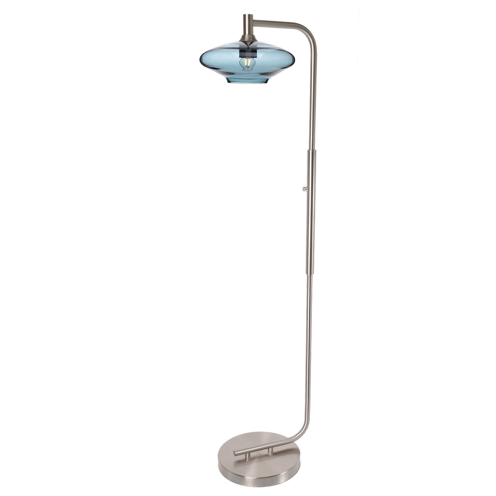 951 Floor Lamp-Glass-Bicycle Glass Co-Lunar-Steel Blue-Brushed Nickel-Bicycle Glass Co