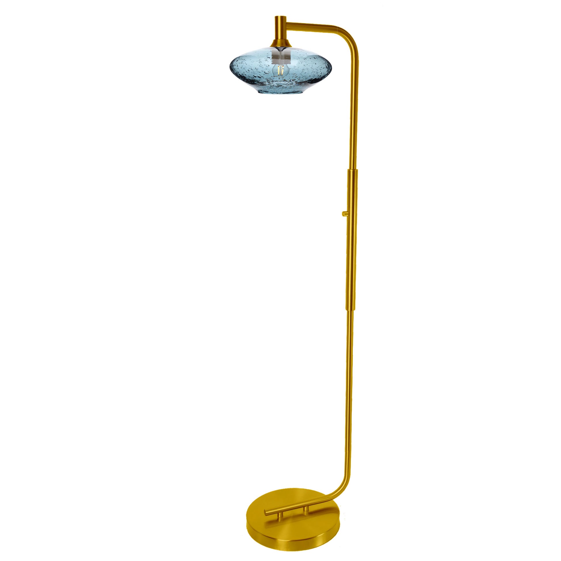951 Floor Lamp-Glass-Bicycle Glass Co-Lunar-Steel Blue-Brushed Nickel-Bicycle Glass Co
