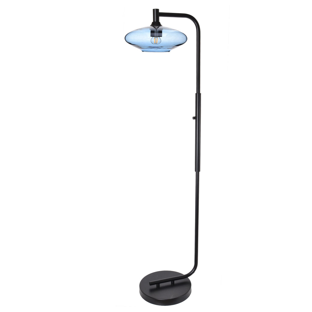 951 Floor Lamp-Glass-Bicycle Glass Co-Lunar-Steel Blue-Brushed Nickel-Bicycle Glass Co