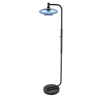 951 Floor Lamp-Glass-Bicycle Glass Co-Lunar-Steel Blue-Brushed Nickel-Bicycle Glass Co