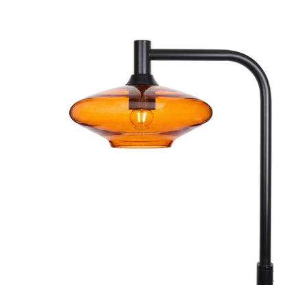 951 Floor Lamp-Glass-Bicycle Glass Co-Lucent-Golden Amber-Matte Black-Bicycle Glass Co