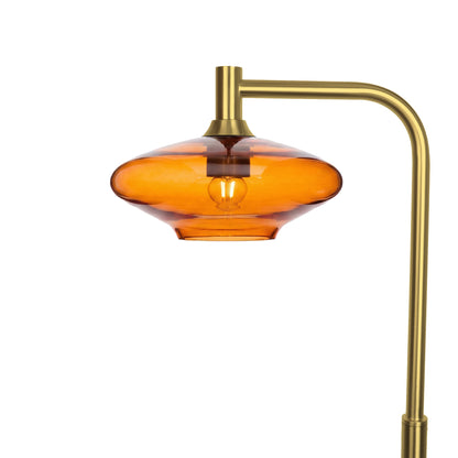 951 Floor Lamp-Glass-Bicycle Glass Co-Lucent-Golden Amber-Polished Brass-Bicycle Glass Co