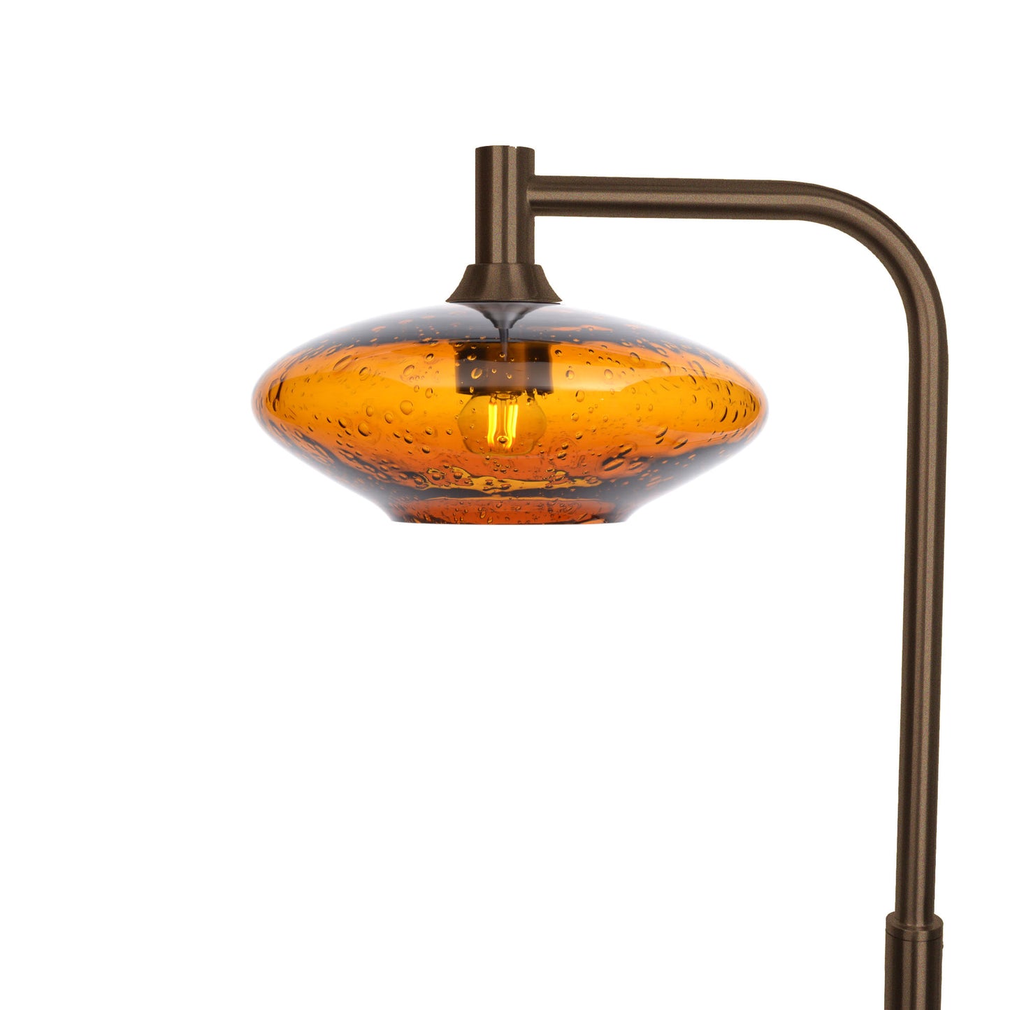951 Floor Lamp-Glass-Bicycle Glass Co-Lunar-Golden Amber-Antique Bronze-Bicycle Glass Co