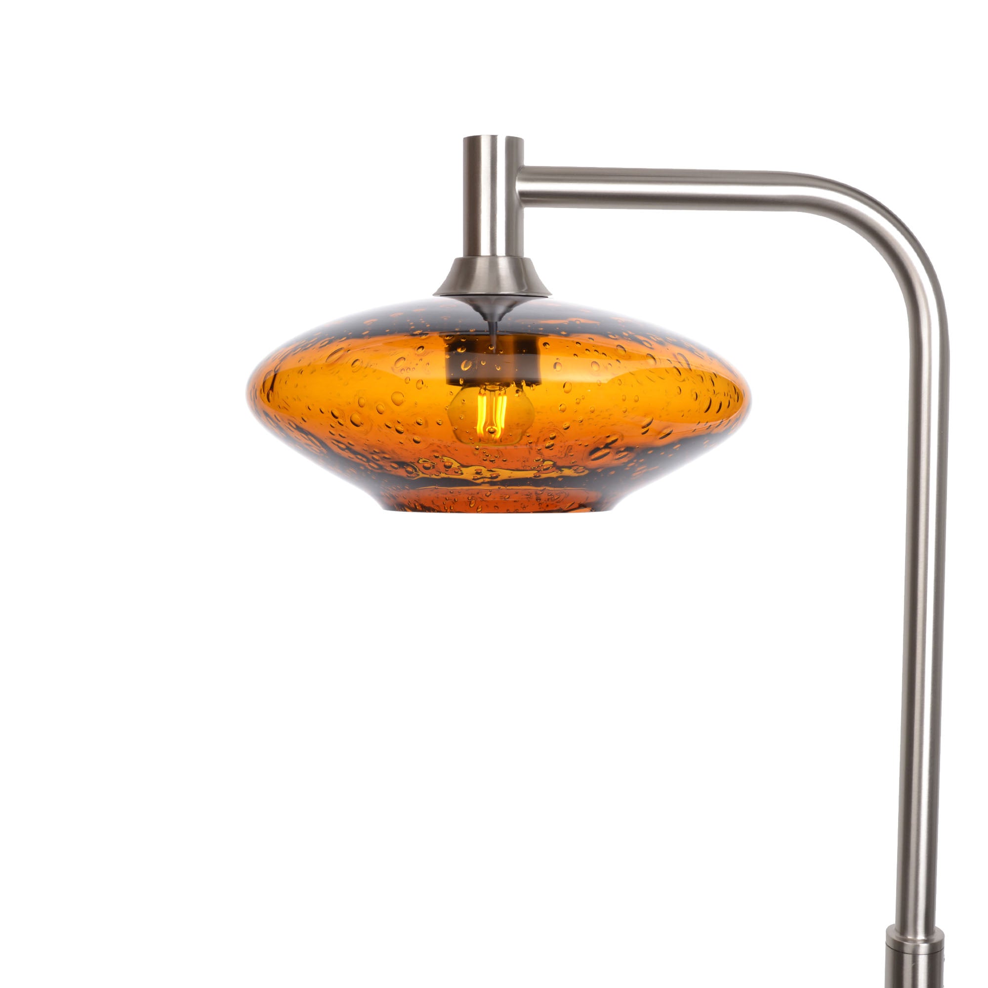 951 Floor Lamp-Glass-Bicycle Glass Co-Lunar-Golden Amber-Brushed Nickel-Bicycle Glass Co