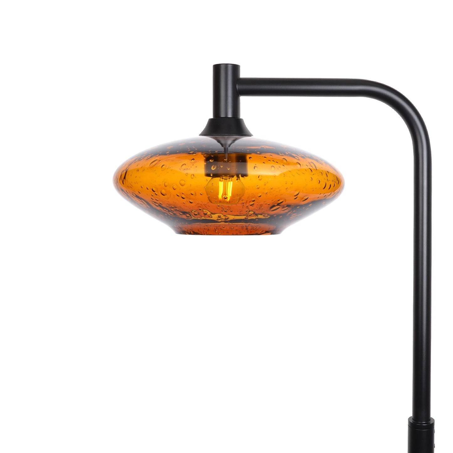 951 Floor Lamp-Glass-Bicycle Glass Co-Lunar-Golden Amber-Matte Black-Bicycle Glass Co