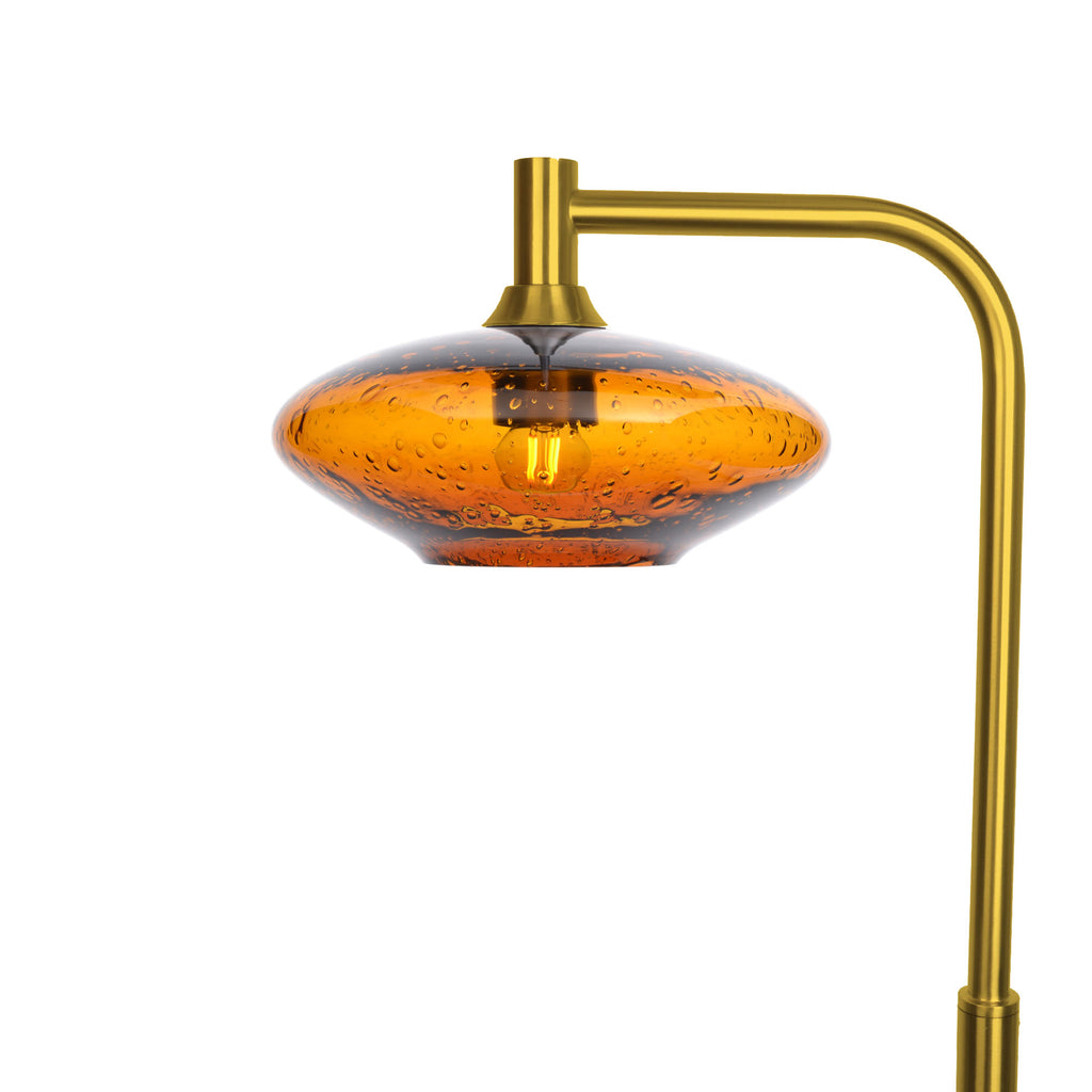 951 Floor Lamp-Glass-Bicycle Glass Co-Lunar-Golden Amber-Polished Brass-Bicycle Glass Co