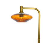 951 Floor Lamp-Glass-Bicycle Glass Co-Lunar-Golden Amber-Polished Brass-Bicycle Glass Co