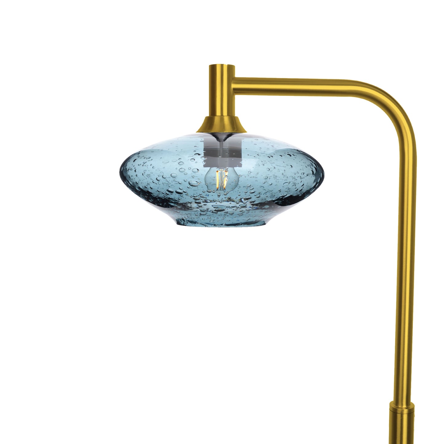 951 Floor Lamp-Glass-Bicycle Glass Co-Lunar-Slate Gray-Polished Brass-Bicycle Glass Co