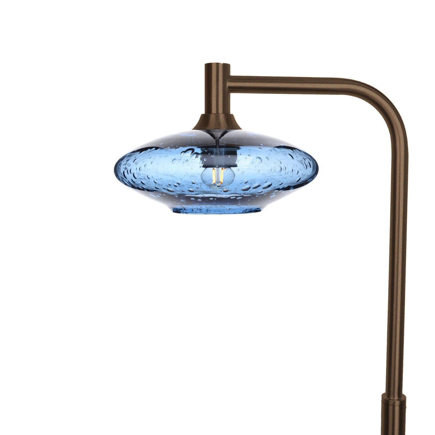 951 Floor Lamp-Glass-Bicycle Glass Co-Lunar-Steel Blue-Antique Bronze-Bicycle Glass Co