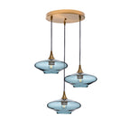 951 Lucent: 3 Pendant Cascade Chandelier-Glass-Bicycle Glass Co - Hotshop-Slate Gray-Polished Brass-Bicycle Glass Co