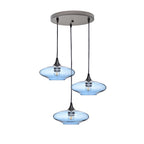 951 Lucent: 3 Pendant Cascade Chandelier-Glass-Bicycle Glass Co - Hotshop-Steel Blue-Antique Bronze-Bicycle Glass Co