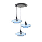 951 Lucent: 3 Pendant Cascade Chandelier-Glass-Bicycle Glass Co - Hotshop-Steel Blue-Matte Black-Bicycle Glass Co