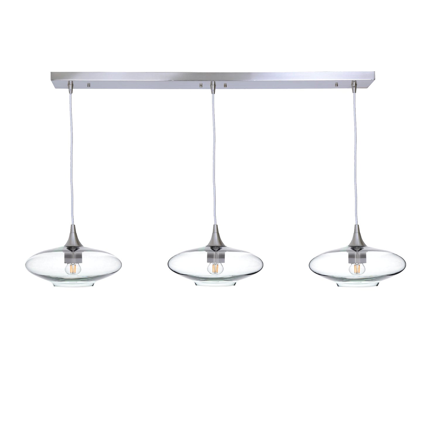 951 Lucent: 3 Pendant Linear Chandelier-Glass-Bicycle Glass Co - Hotshop-Eco Clear-Brushed Nickel-Bicycle Glass Co