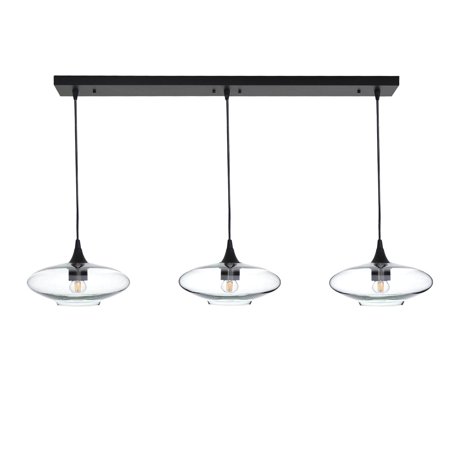 951 Lucent: 3 Pendant Linear Chandelier-Glass-Bicycle Glass Co - Hotshop-Eco Clear-Matte Black-Bicycle Glass Co