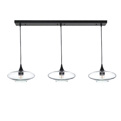 951 Lucent: 3 Pendant Linear Chandelier-Glass-Bicycle Glass Co - Hotshop-Eco Clear-Matte Black-Bicycle Glass Co