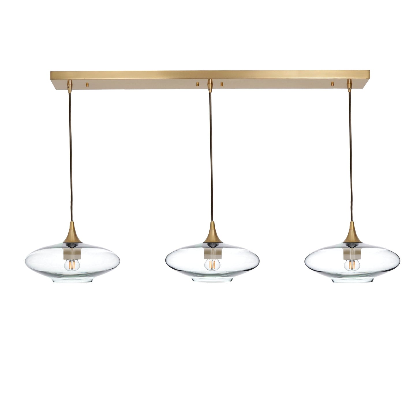 951 Lucent: 3 Pendant Linear Chandelier-Glass-Bicycle Glass Co - Hotshop-Eco Clear-Polished Brass-Bicycle Glass Co