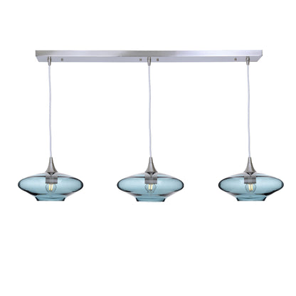 951 Lucent: 3 Pendant Linear Chandelier-Glass-Bicycle Glass Co - Hotshop-Slate Gray-Brushed Nickel-Bicycle Glass Co