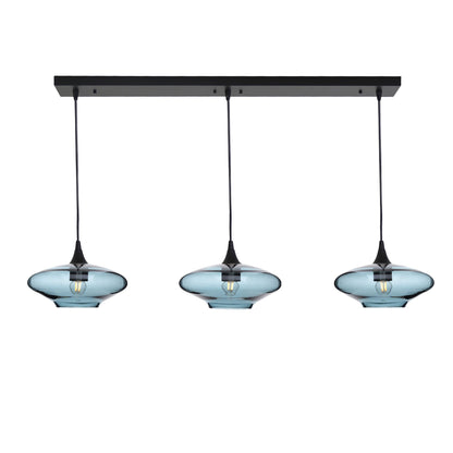 951 Lucent: 3 Pendant Linear Chandelier-Glass-Bicycle Glass Co - Hotshop-Slate Gray-Matte Black-Bicycle Glass Co