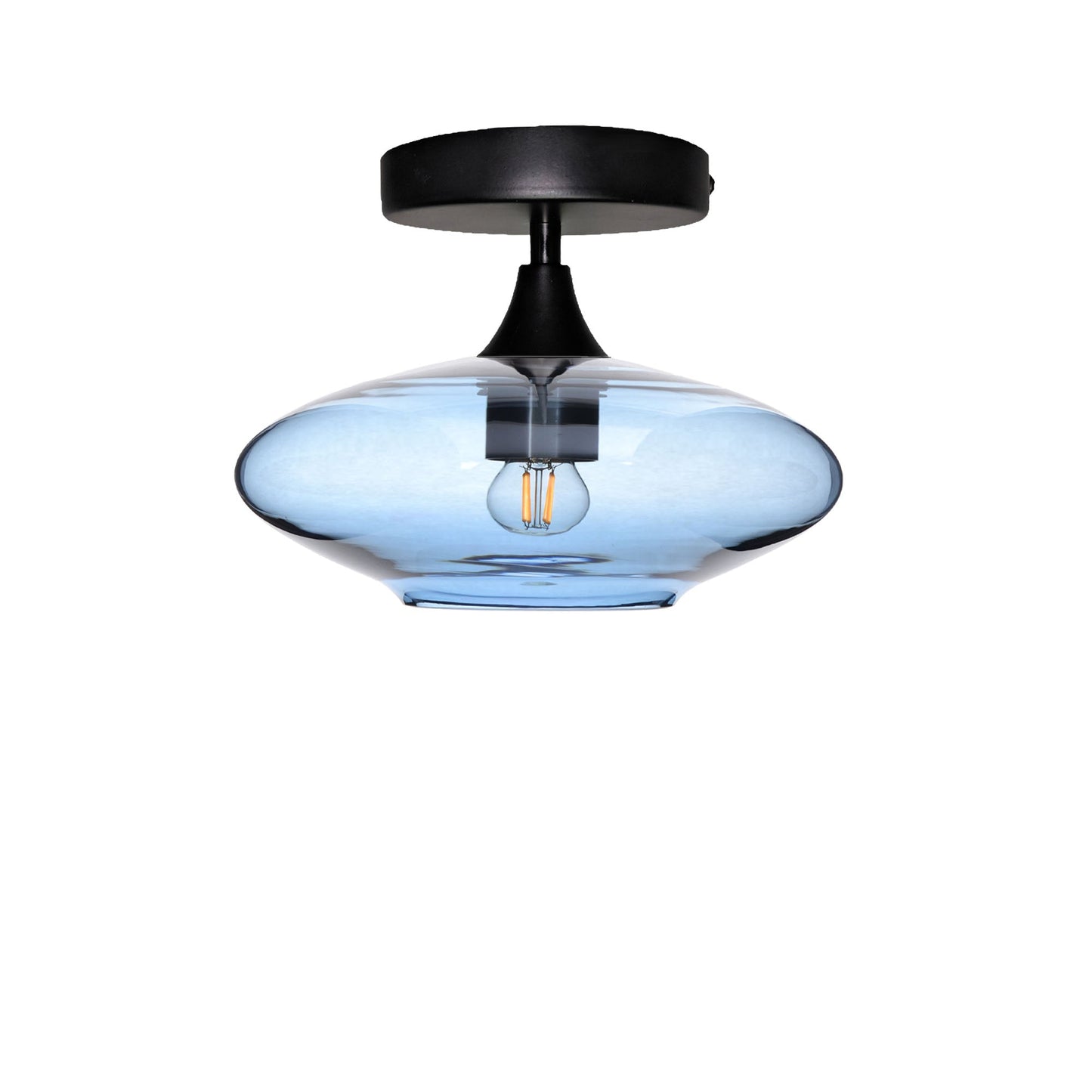 951 Lucent: Semi Flush Light-Glass-Bicycle Glass Co - Hotshop-Steel Blue-Matte Black-Bicycle Glass Co