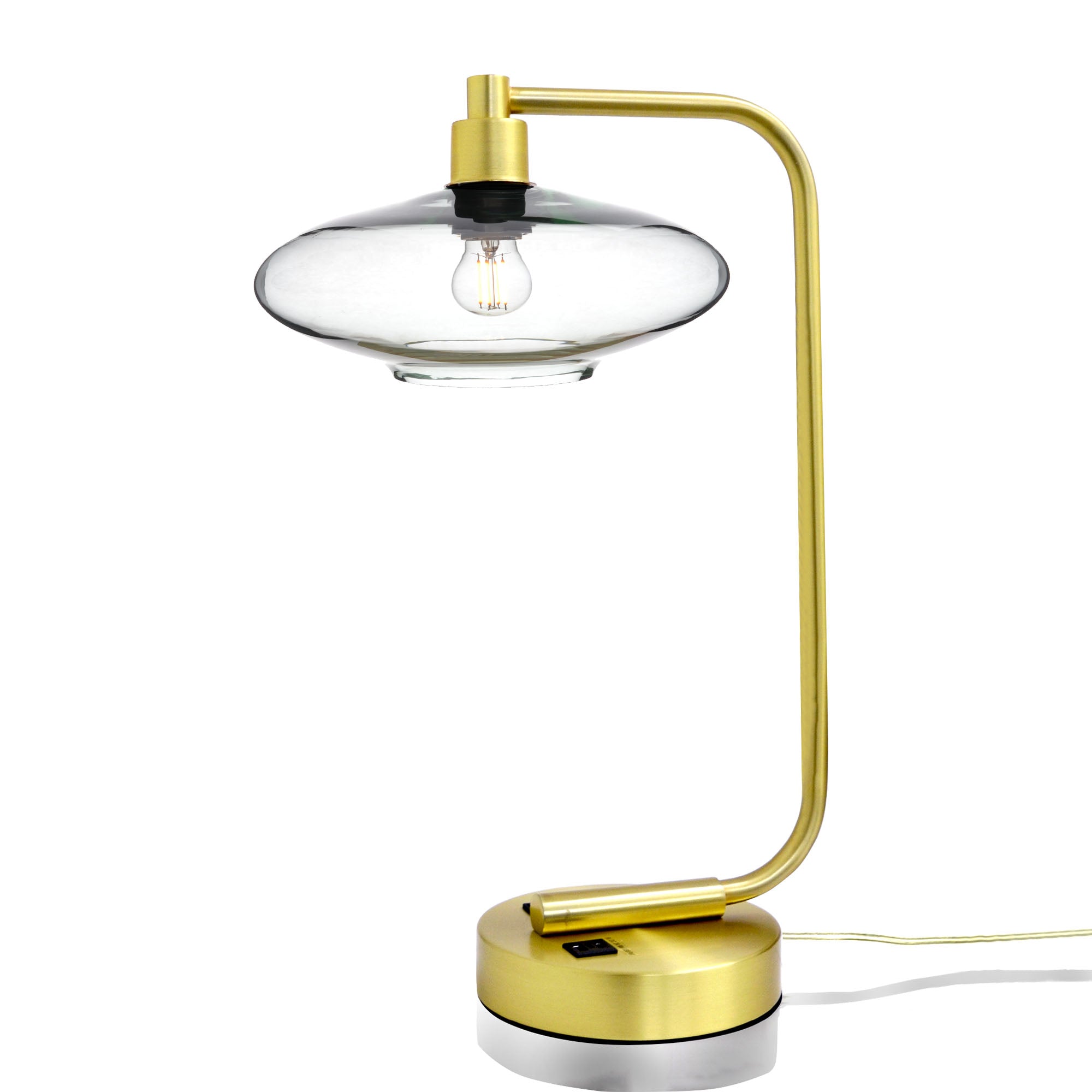 951 Lucent: Table Lamp-Glass-Bicycle Glass Co - Hotshop-Eco Clear-Satin Brass-Bicycle Glass Co
