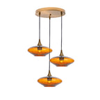 951 Lunar: 3 Pendant Cascade Chandelier-Glass-Bicycle Glass Co - Hotshop-Golden Amber-Polished Brass-Bicycle Glass Co