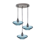 951 Lunar: 3 Pendant Cascade Chandelier-Glass-Bicycle Glass Co - Hotshop-Slate Gray-Antique Bronze-Bicycle Glass Co