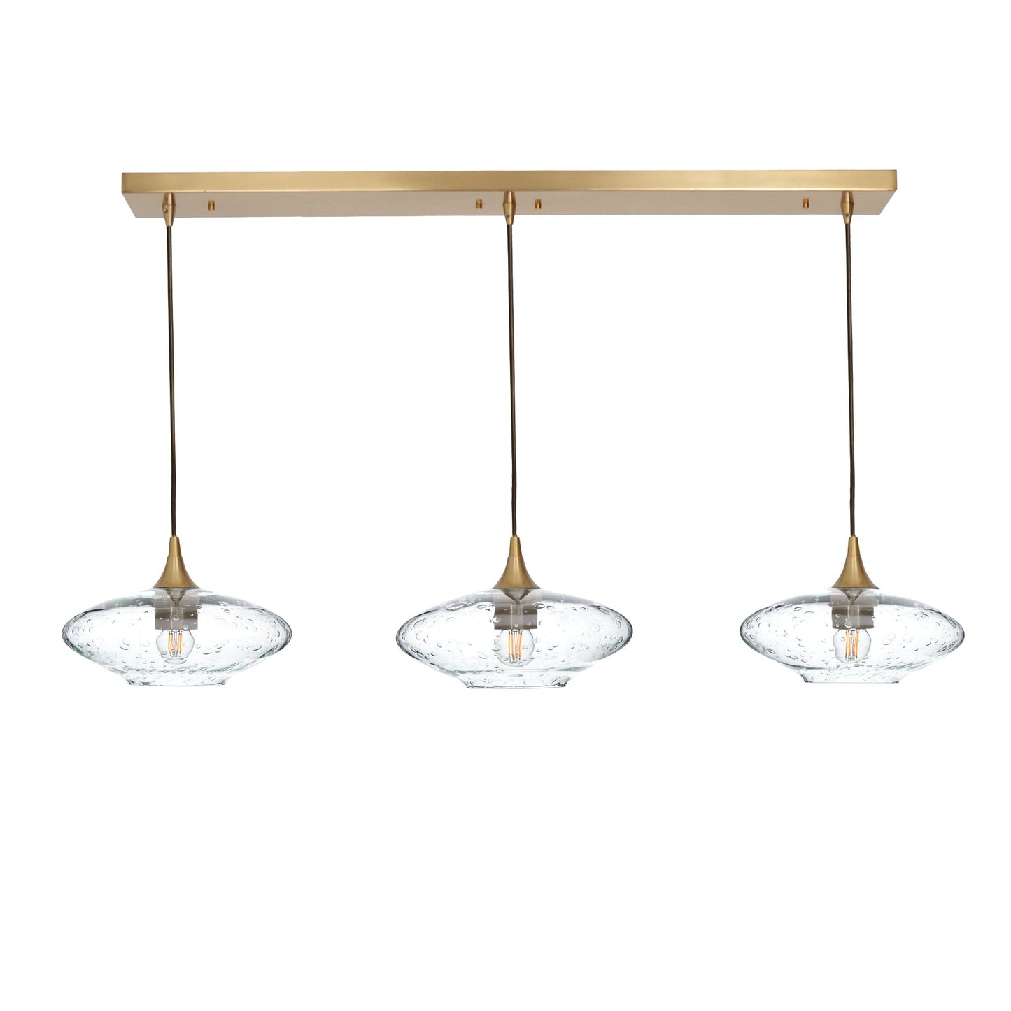 951 Lunar: 3 Pendant Linear Chandelier-Glass-Bicycle Glass Co - Hotshop-Eco Clear-Polished Brass-Bicycle Glass Co