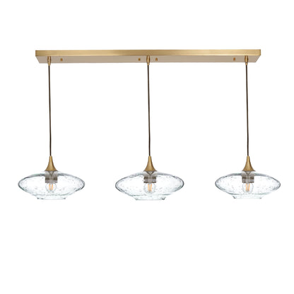 951 Lunar: 3 Pendant Linear Chandelier-Glass-Bicycle Glass Co - Hotshop-Eco Clear-Polished Brass-Bicycle Glass Co